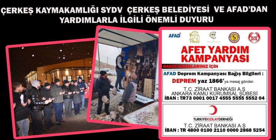 ÇERKEŞ KAYMAKAMLIĞI SYDV  ÇERKEŞ BELEDİYESİ  VE AFAD